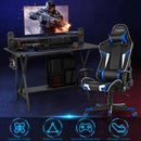 Gaming Computer Desk & Massage Gaming Chair Set w/Monitor Shelf Power Strip HW66033+HW66185