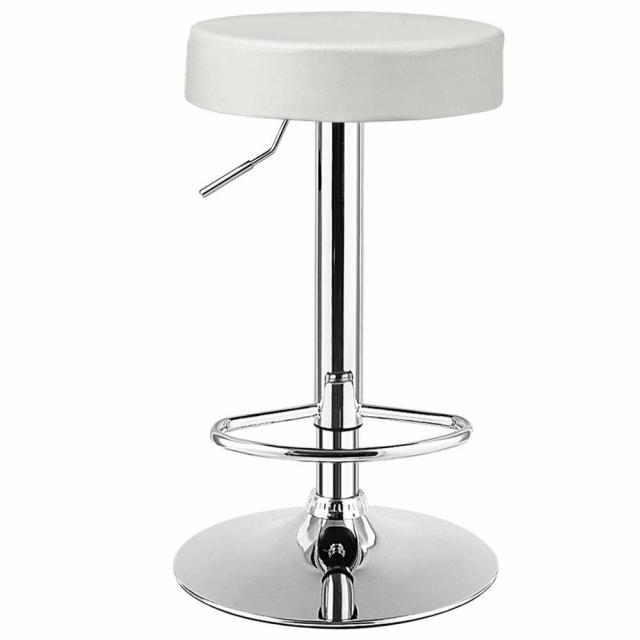 1 PC Round Bar Stool Adjustable Swivel Pub Chair U Leather with Footrest
