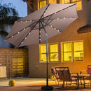 10ft Patio Solar Umbrella LED Patio Market Steel Tilt w/ Crank Outdoor (Tan) OP2805TN