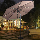 10ft Patio Solar Umbrella LED Patio Market Steel Tilt w/ Crank Outdoor (Tan) OP2805TN