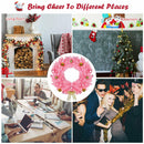 24" Artificial PVC Christmas Wreath 140 Tips w/ Ornament Balls & Golden Bow Pink