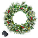 24" Pre-lit Flocked Artificial Christmas Spruce Wreath w/ 50 LED Lights & Timer CM22791