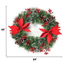 24" Pre-lit Artificial Christmas Wreath Battery Operated w/ 50 LED Light & Timer CM22820