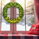 48" Pre-lit Cordless Artificial Christmas Wreath 714 Tips w/ 200 LED Light & Timer CM22821