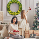 48" Pre-lit Cordless Artificial Christmas Wreath 714 Tips w/ 200 LED Light & Timer CM22821