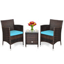 Outdoor 3 PCS Rattan Wicker Furniture Sets Chairs Coffee Table Garden HW63850