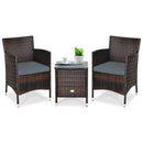 Outdoor 3 PCS Rattan Wicker Furniture Sets Chairs Coffee Table Garden HW63850