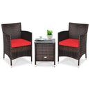 Outdoor 3 PCS Rattan Wicker Furniture Sets Chairs Coffee Table Garden HW63850