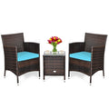 Outdoor 3 PCS Rattan Wicker Furniture Sets Chairs Coffee Table Garden HW63850