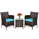 Outdoor 3 PCS Rattan Wicker Furniture Sets Chairs Coffee Table Garden HW63850