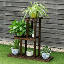Wood Plant Stand 3-Tier Plant Pot Holder Vertical Carbonized Planter Holder GT3518