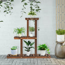 Wood Plant Stand 3-Tier Plant Pot Holder Vertical Carbonized Planter Holder GT3518