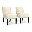 Set of 2 Dining Chair Upholstered Curved Back Side Chair with Solid Wooden Legs