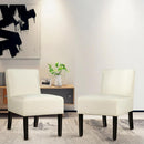 Set of 2 Dining Chair Upholstered Curved Back Side Chair with Solid Wooden Legs