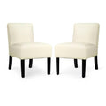 Set of 2 Dining Chair Upholstered Curved Back Side Chair with Solid Wooden Legs