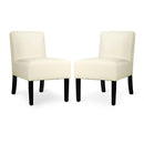 Set of 2 Dining Chair Upholstered Curved Back Side Chair with Solid Wooden Legs