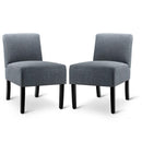 Set of 2 Dining Chair Upholstered Curved Back Side Chair with Solid Wooden Legs