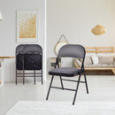 Set of 4 Folding Chairs Fabric Upholstered Padded Seat Metal Frame Home Office