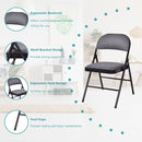 Set of 4 Folding Chairs Fabric Upholstered Padded Seat Metal Frame Home Office