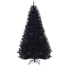 7.5Ft Hinged Artificial Halloween Christmas Tree Full Tree w/ Metal Stand Black CM22825