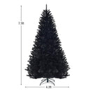 7.5Ft Hinged Artificial Halloween Christmas Tree Full Tree w/ Metal Stand Black CM22825
