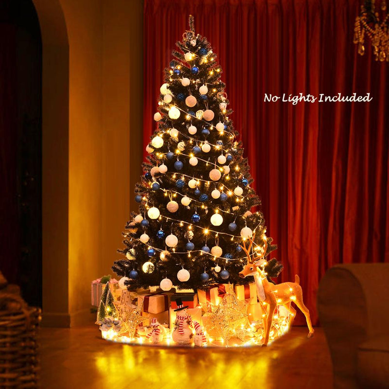 7.5Ft Hinged Artificial Halloween Christmas Tree Full Tree w/ Metal Stand Black CM22825