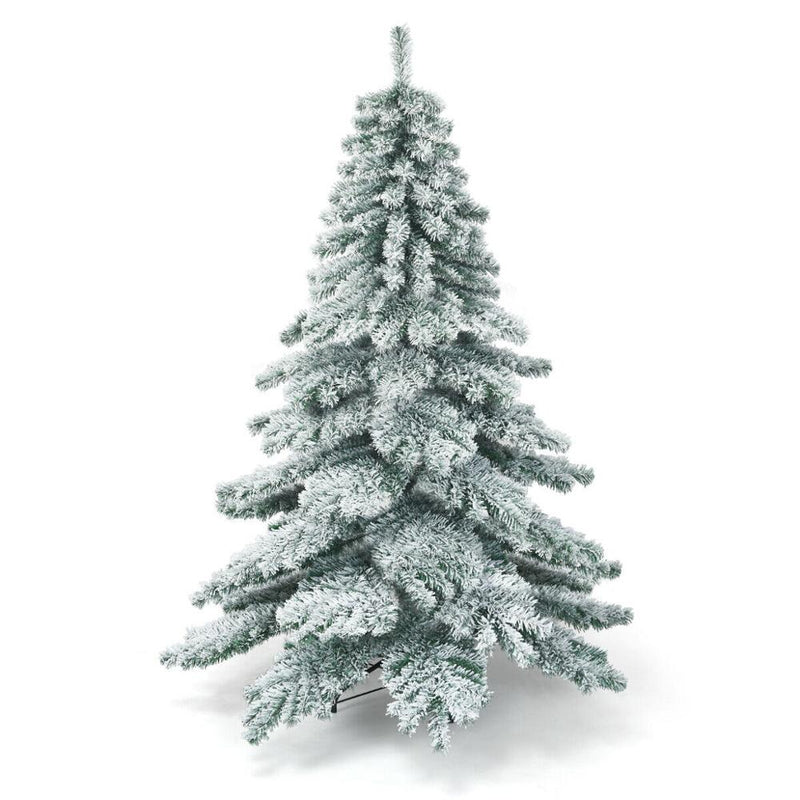 6Ft Snow Flocked Artificial Christmas Tree PVC Hinged Alaskan Pine Tree Holiday CM22815