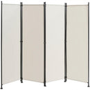 4-Panel Room Divider Folding Privacy Screen w/Steel Frame Decoration White HW65773WH