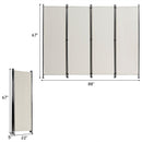 4-Panel Room Divider Folding Privacy Screen w/Steel Frame Decoration White HW65773WH