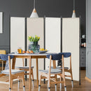 4-Panel Room Divider Folding Privacy Screen w/Steel Frame Decoration White HW65773WH