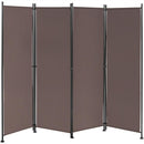 4-Panel Room Divider Folding Privacy Screen w/Steel Frame Decoration Brown HW65773CF