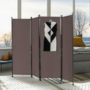 4-Panel Room Divider Folding Privacy Screen w/Steel Frame Decoration Brown HW65773CF