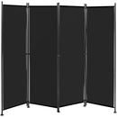 4-Panel Room Divider Folding Privacy Screen w/Steel Frame Decoration Black HW65773BK