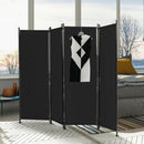4-Panel Room Divider Folding Privacy Screen w/Steel Frame Decoration Black HW65773BK
