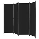 4-Panel Room Divider Folding Privacy Screen w/Steel Frame Decoration Black HW65773BK