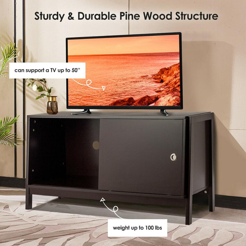 TV Stand Modern Entertainment Cabinet for TV's up To 50" with Sliding Doors HW64004CF