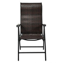 2PC Patio Rattan Folding Chair Recliner Back Adjustable Portable Camping Armrest