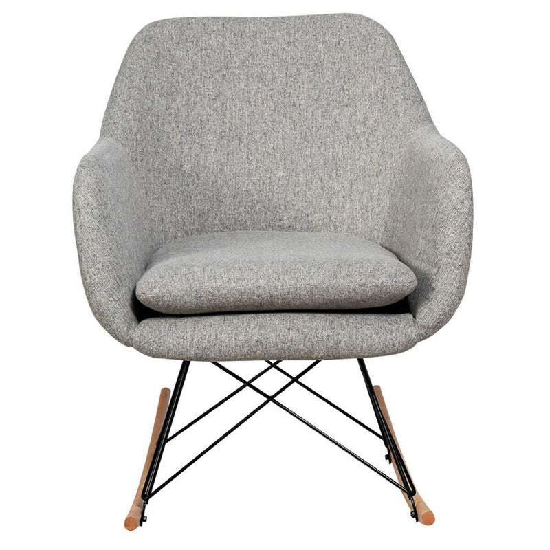 Rocking Chair Fabric Rocker Upholstered Single Sofa Chair Accent Armchair Grey HW66368GR