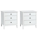 Set of 2 Nightstand Beside End Side Accent Table Organizer W/3 Drawers 2*HW62966