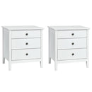 Set of 2 Nightstand Beside End Side Accent Table Organizer W/3 Drawers 2*HW62966