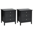 Set of 2 Nightstand Beside End Side Accent Table Organizer W/3 Drawers 2*HW62966