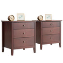Set of 2 Nightstand Beside End Side Accent Table Organizer W/3 Drawers 2*HW62966