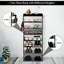 7-Tier Shoe Rack Vertical Design Wooden Shoe Storage Shelf w/Hooks