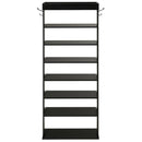 7-Tier Shoe Rack Vertical Design Wooden Shoe Storage Shelf w/Hooks