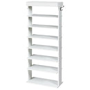 7-Tier Shoe Rack Vertical Design Wooden Shoe Storage Shelf w/Hooks