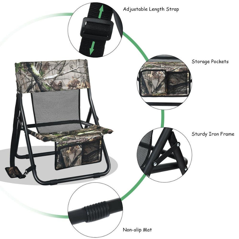 Folding Hunting Chair Portable Outdoor Camping Woodland Camouflage Hunting Seat OP70474