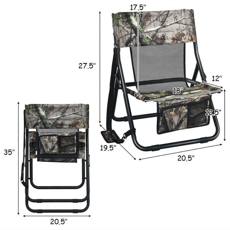 Folding Hunting Chair and Table Set Portable Outdoor Camping Woodland Camouflage OP70473+OP70474