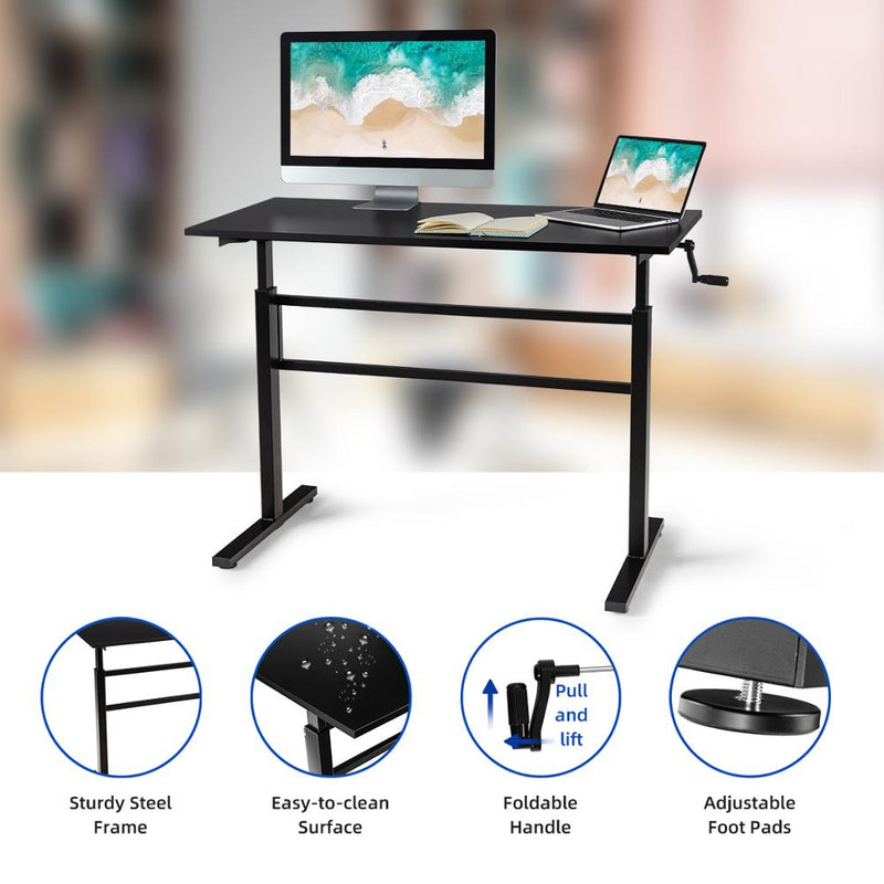 Standing Desk Height Adjustable Sit to Stand Workstation w/Crank Handle HW65655
