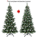 7 ft Snow Flocked Artificial Christmas Hinged Tree w/ Pine Needles & Red Berries CM22801