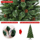 8 ft Premium Hinged Artificial Christmas Tree Mixed Pine Needles w/ Pine Cones CM22805